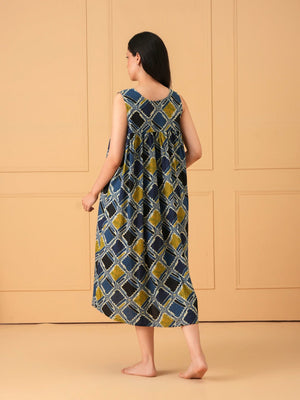 Abstract Tide Maternity and Nursing Nighty Dress - S Maternity Nightwear