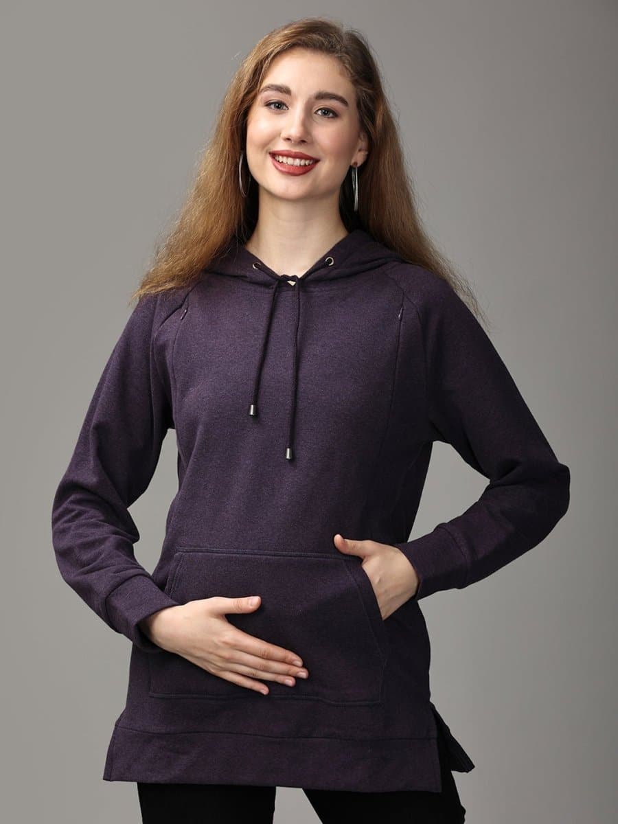 Achieve Grapeness Maternity and Nursing Hoodie Sweatshirt - MAT-SD-PRPHS-S