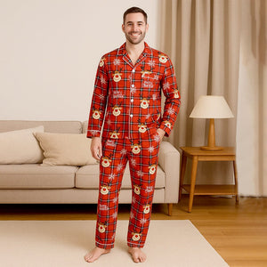 Adults Deer Face soft Cotton,Christmas Nightsuit , 1 Pcs - Top & Bottom Set - S Nightsuits
