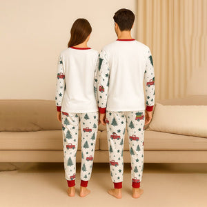 Adults Red Big Truck soft Cotton,Christmas Nightsuit, 1 Pcs - Top & Bottom Set - S Nightsuits