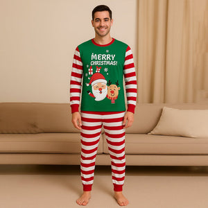 Adults Red bold Stripes,soft Cotton Kids Christmas Nightsuit, 1 Pcs - Top & Bottom Set - S Nightsuits