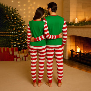 Adults Red bold Stripes,soft Cotton Kids Christmas Nightsuit, 1 Pcs - Top & Bottom Set - S Nightsuits