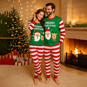 Adults Red bold Stripes,soft Cotton Kids Christmas Nightsuit, 1 Pcs - Top & Bottom Set - S Nightsuits