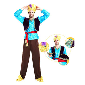 Aladdin Blue and Brown Adults Halloween Costume Fancy Dress Up - M Halloween
