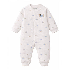 All - Over Dachshund, Full Sleeves Jumpsuit Hoodie Romper for Tiny Toddlers - 3 - 6 Months Winter Wear