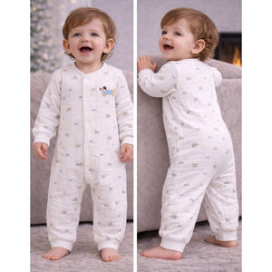 All - Over Dachshund, Full Sleeves Jumpsuit Hoodie Romper for Tiny Toddlers - 3 - 6 Months Winter Wear