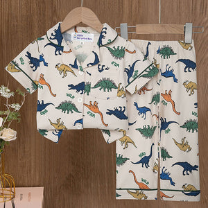 All Over Dino print soft Cotton Kids Nightsuit - Little Surprise BoxAll Over Dino print soft Cotton Kids Nightsuit