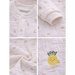 All - Over Pineapple Print Full Sleeves Jumpsuit Hoodie Romper for Tiny Toddlers - 3 - 6 Months Winter Wear