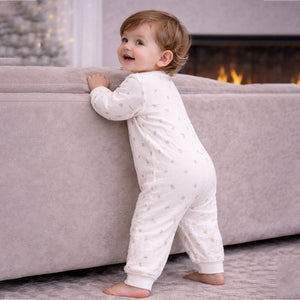 All - Over Pineapple Print Full Sleeves Jumpsuit Hoodie Romper for Tiny Toddlers - 3 - 6 Months Winter Wear