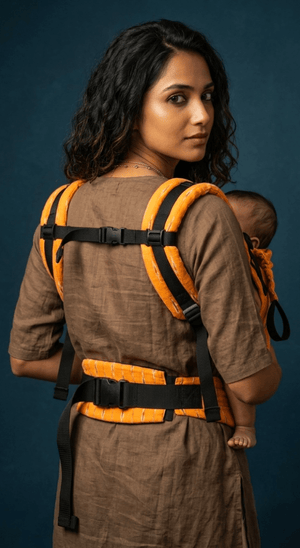 Almitra Tattva Kasundi Ikkat Yoga Baby Carrier – Ergonomic Woven Cotton - Baby Carrier