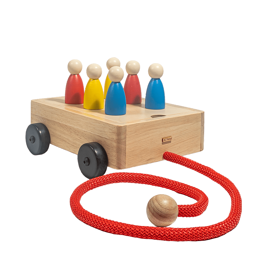 ALT Retail Pull Along Wooden Peg Doll Wagon - ARPDW