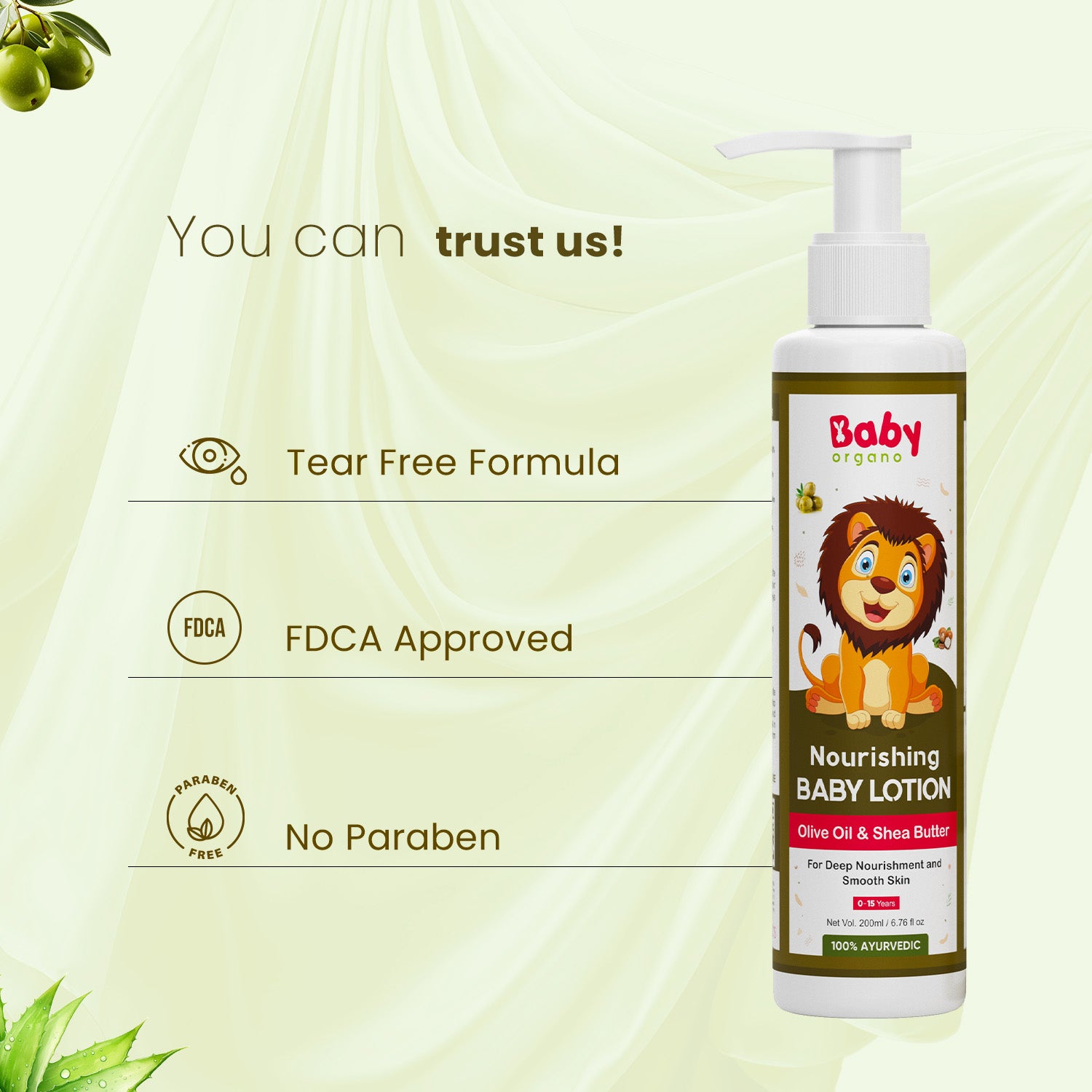 Baby Organo Baby Lotion for 0-15 Years for Kids | Daily Moisturizer Lotion with Ylang Ylang Oil 200ml