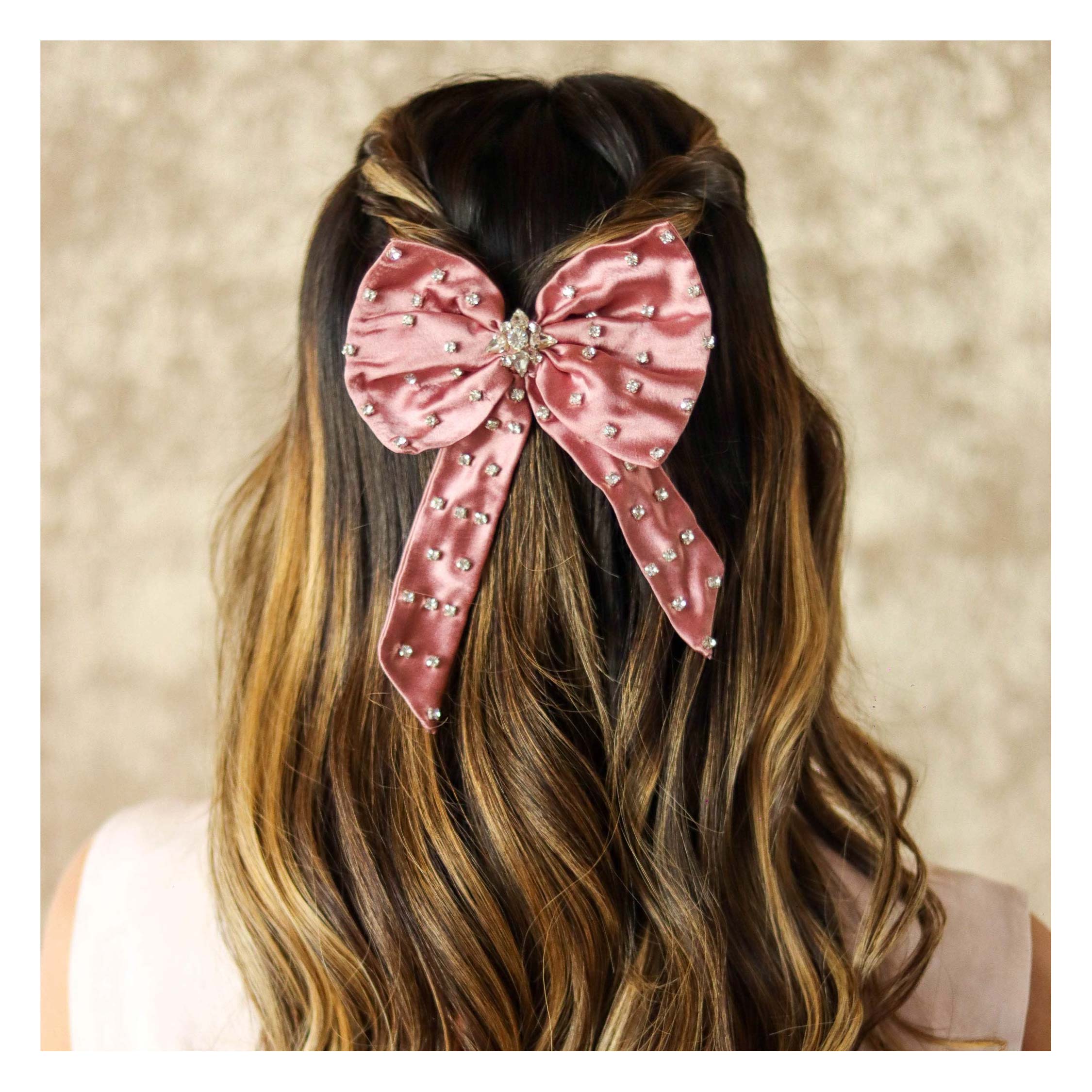 Hair Drama Co Crystal Hair Bow Alligator Clip - Pink