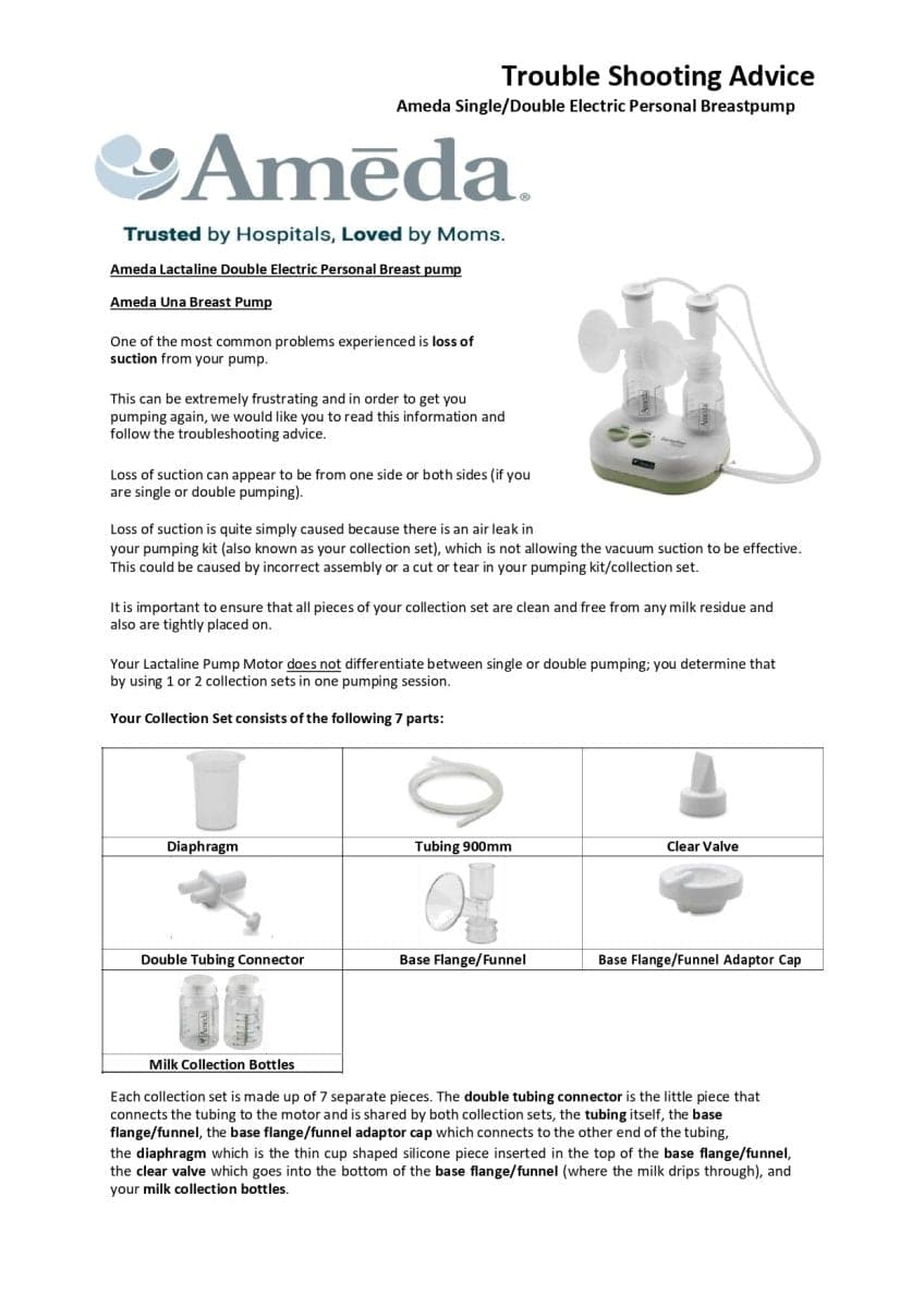Ameda Lactaline Personal Dual Breast Pump - 17080EC