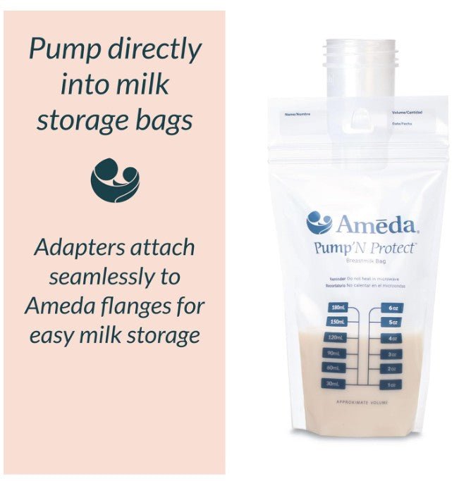 Ameda Pump-N-Protect Bag Adapters - Pump Directly into Bags - Breast Pump Accessories