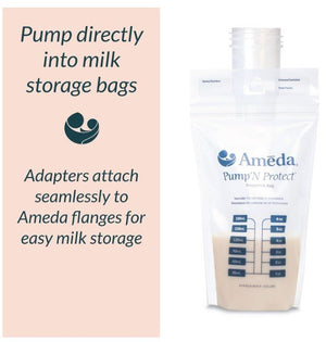 Ameda Pump-N-Protect Bag Adapters - Pump Directly into Bags - Breast Pump Accessories