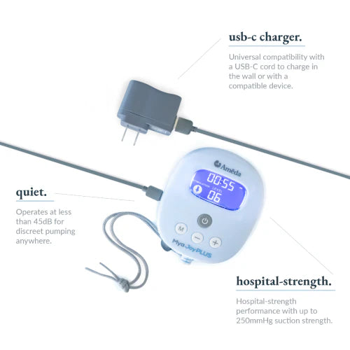 Ameda Mya Joy Plus Hospital Strength Portable Electric Breast Pump-Versatile Single or Double Pumping