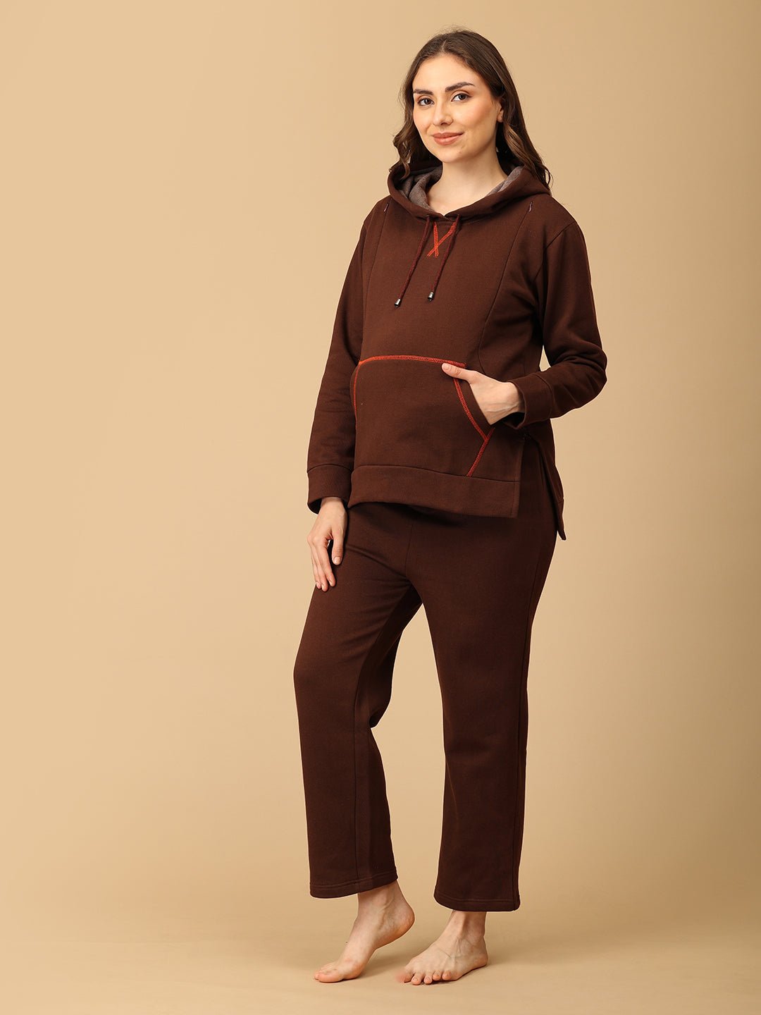 Americano Blaze Maternity And Nursing Hoodie Pajama Loungewear Set - MWW - SD - AMRCN - S