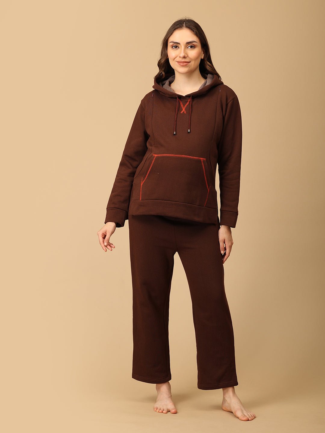 Americano Blaze Maternity And Nursing Hoodie Pajama Loungewear Set - MWW - SD - AMRCN - S