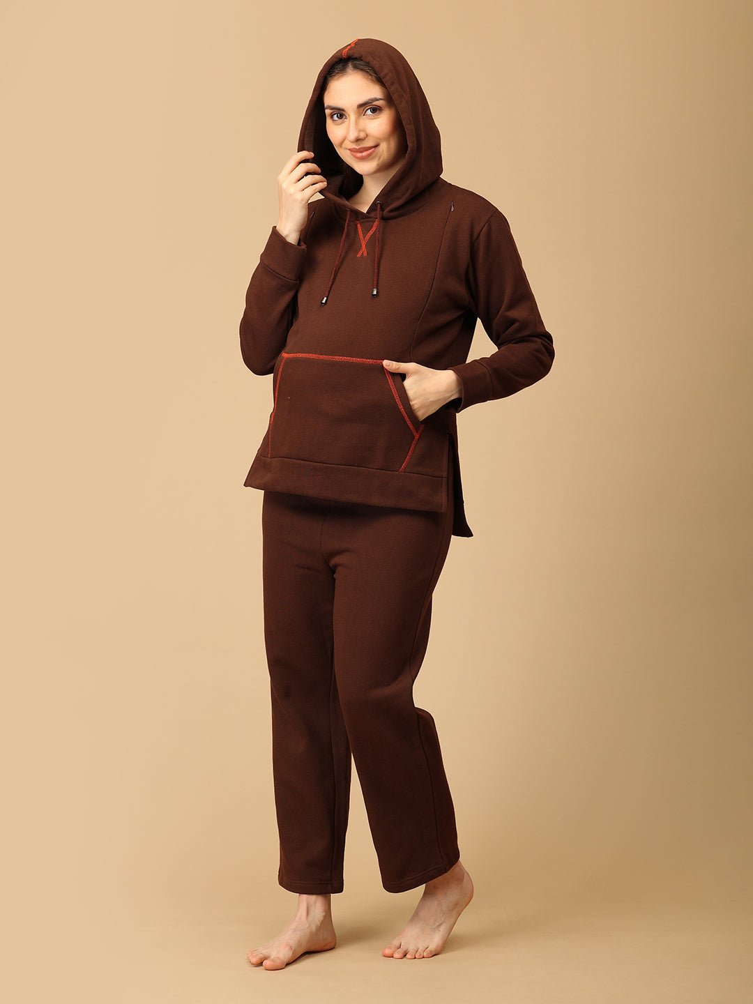 Americano Blaze Maternity And Nursing Hoodie Pajama Loungewear Set - MWW - SD - AMRCN - S
