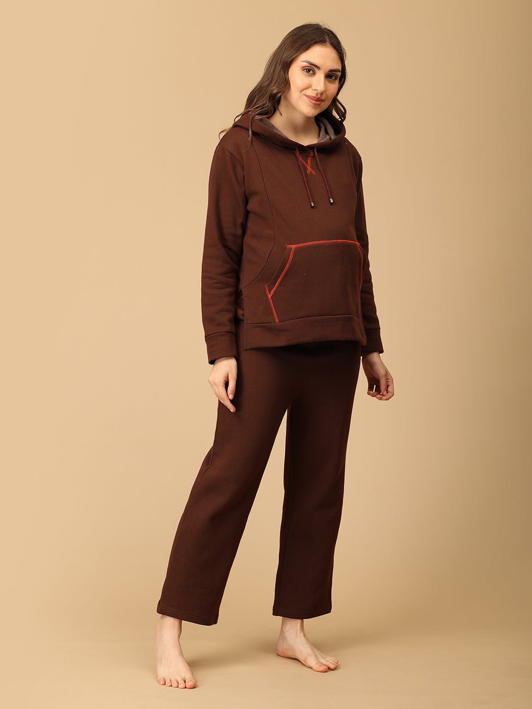 Americano Blaze Maternity And Nursing Hoodie Pajama Loungewear Set - MWW - SD - AMRCN - S