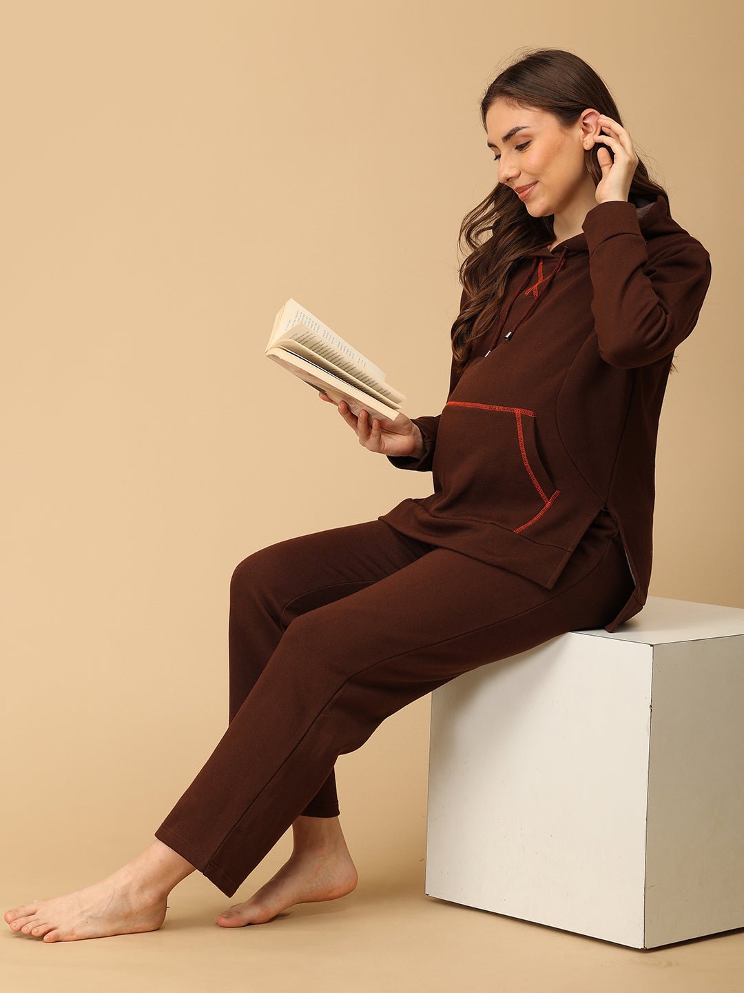 Americano Blaze Maternity And Nursing Hoodie Pajama Loungewear Set - MWW - SD - AMRCN - S