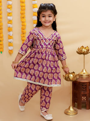 Amethyst Allure Girls Anarkali Pajama Set - KES - SC - AMEG - 0 - 6