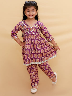 Amethyst Allure Girls Anarkali Pajama Set - KES - SC - AMEG - 0 - 6
