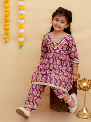 Amethyst Allure Girls Anarkali Pajama Set - KES - SC - AMEG - 0 - 6