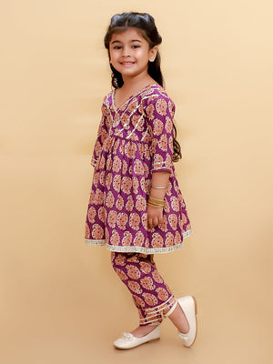 Amethyst Allure Girls Anarkali Pajama Set - KES - SC - AMEG - 0 - 6