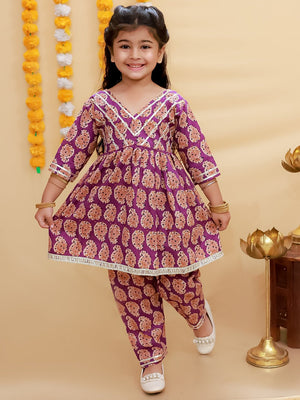 Amethyst Allure Girls Anarkali Pajama Set - KES - SC - AMEG - 0 - 6