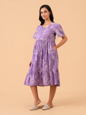 Amethyst Aura Maternity and Nursing Dress - S Maternity Casual Dress