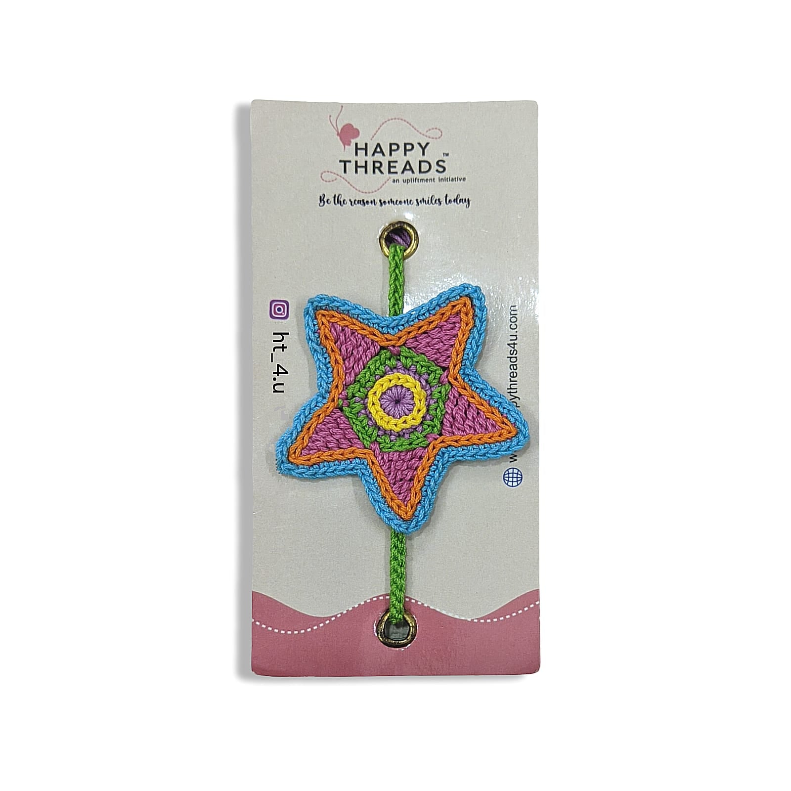 Happy Threads-Handmade Crochet Star Band- Pink and Green