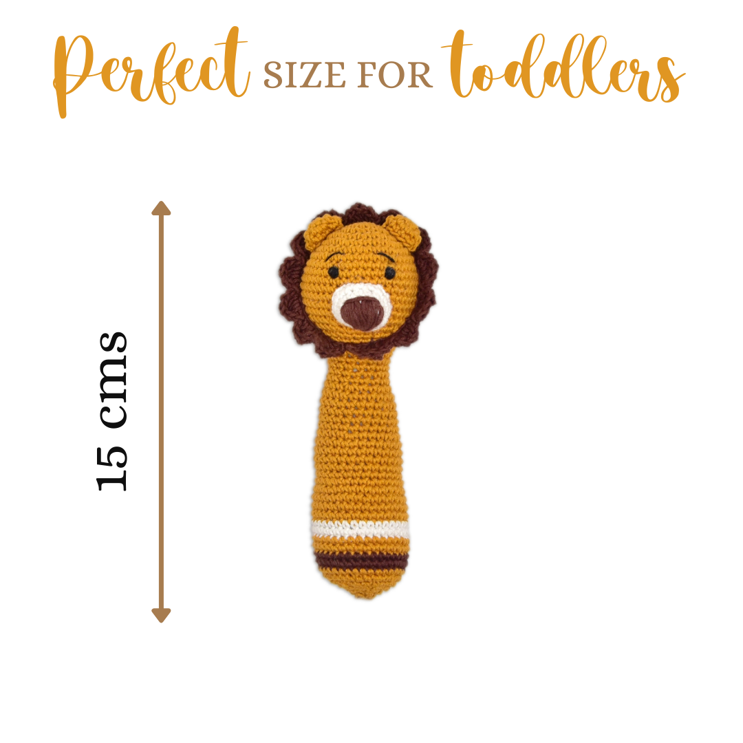 Happy threads | Mini Simba Hand Rattle – Lovingly Handmade Crochet Lion Rattle