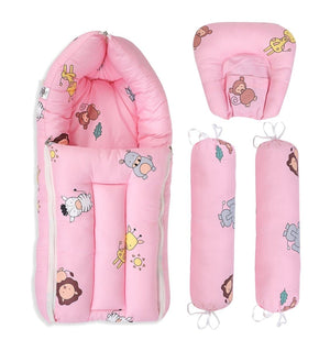 Animal World-Head Pillow, Bolster Pillow, And Baby Nest Sleeping Bag Portable Bed - MBNP-BS-ANWR