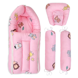Animal World-Head Pillow, Bolster Pillow, And Baby Nest Sleeping Bag Portable Bed - MBNP-BS-ANWR