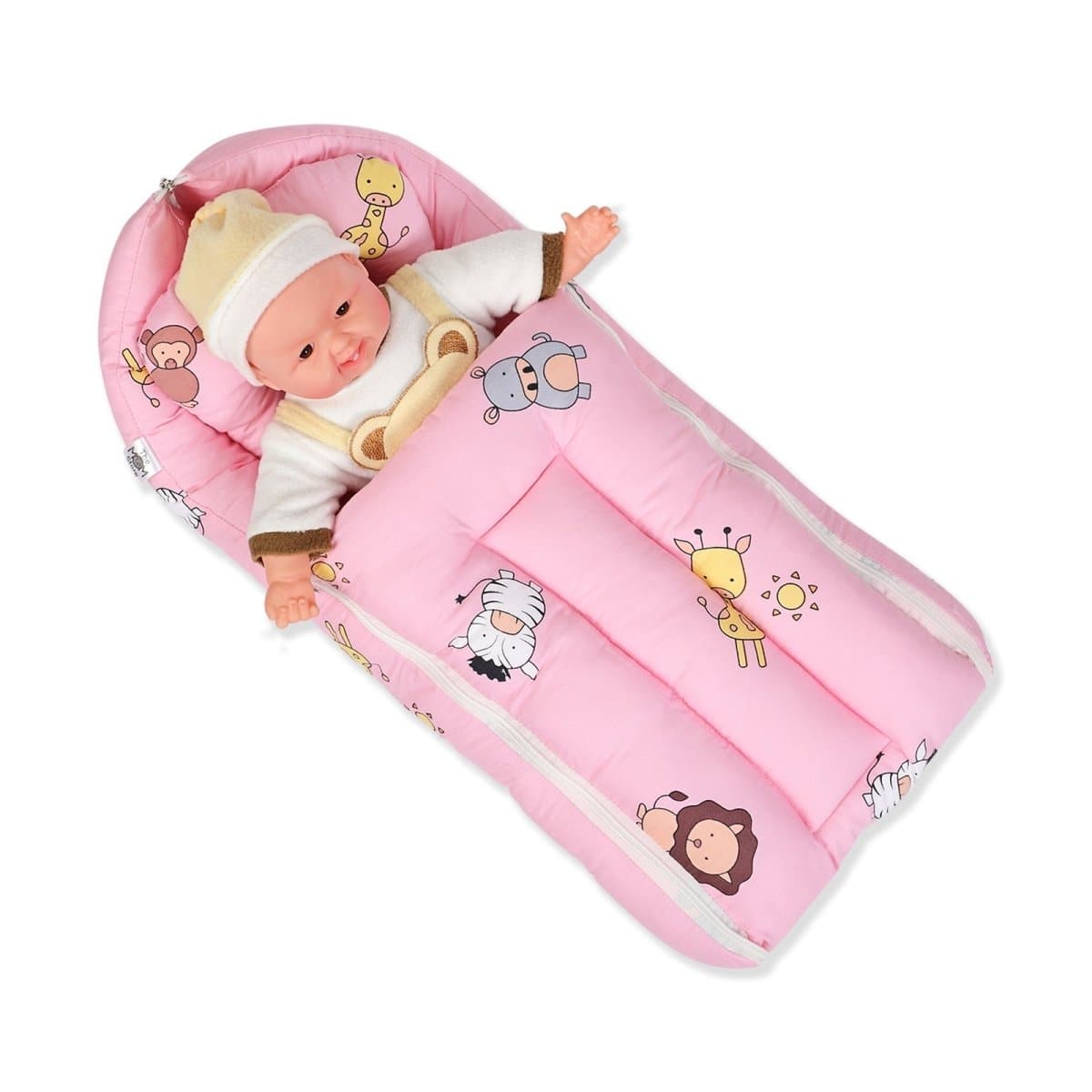Animal World-Head Pillow, Bolster Pillow, And Baby Nest Sleeping Bag Portable Bed - MBNP-BS-ANWR