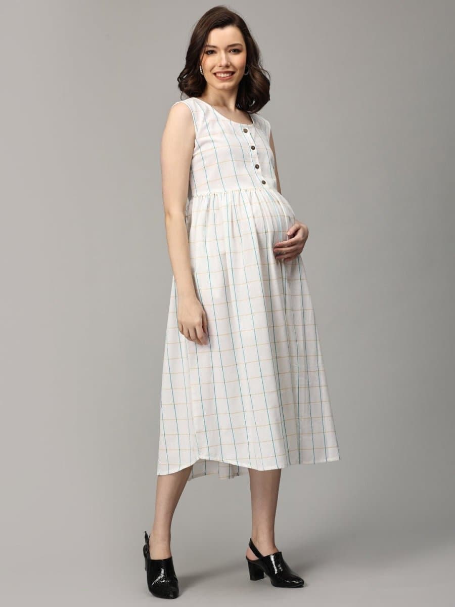 Apricot Aura Stripe Maternity and Nursing Shacket Dress - DRS-SK-APRAS-S