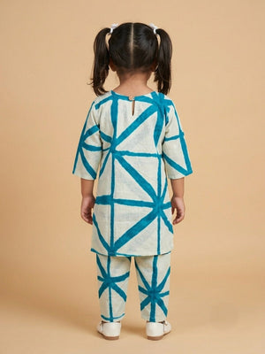 Aqua Grid Girls Anarkali Kurta Set - 0-6 Months Girls Ethnic Set