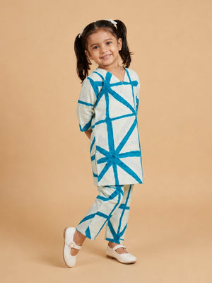 Aqua Grid Girls Anarkali Kurta Set - 0-6 Months Girls Ethnic Set