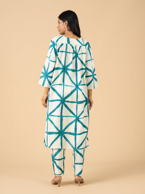 Aqua Grid Womens's Kurta Set - S Womens Ethnic Set