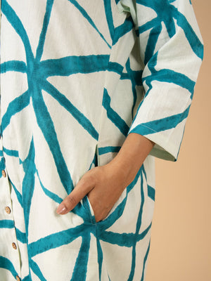 Aqua Grid Womens's Kurta Set - S Womens Ethnic Set