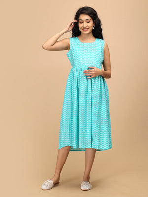 Aqua With It Maternity and Nursing Shacket Dress - Aqua Maternity Casual Dress