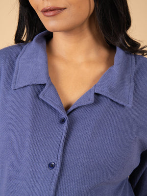 Arctic Blue Maternity and Nursing Pajama Set - Blue Maternity Nightwear Set