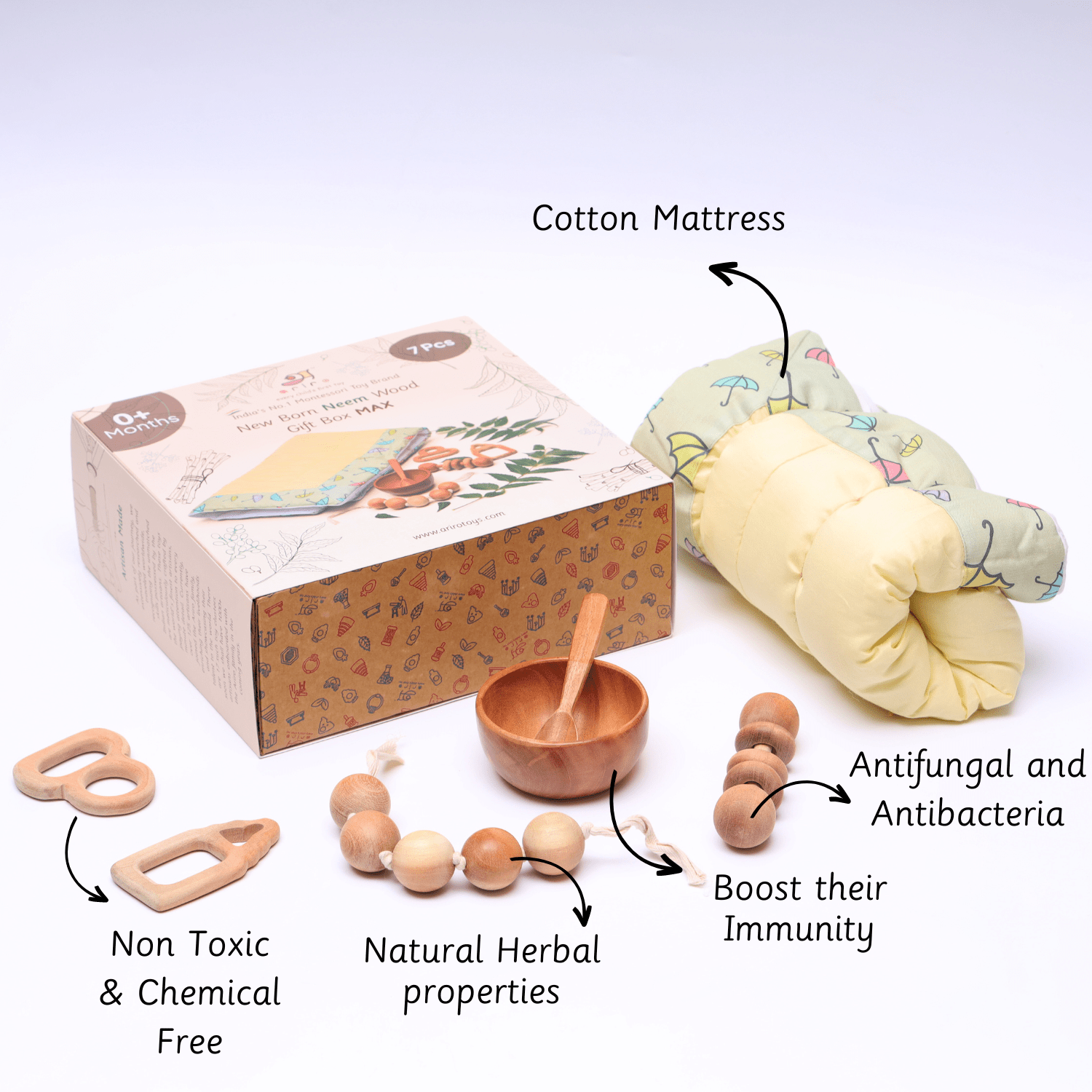 Ariro New Born Neem Wood Gift Box Max - ARCO031