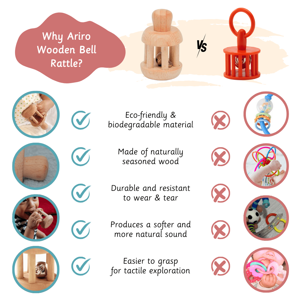Ariro Toys Wooden Bell Rattle - ARR011