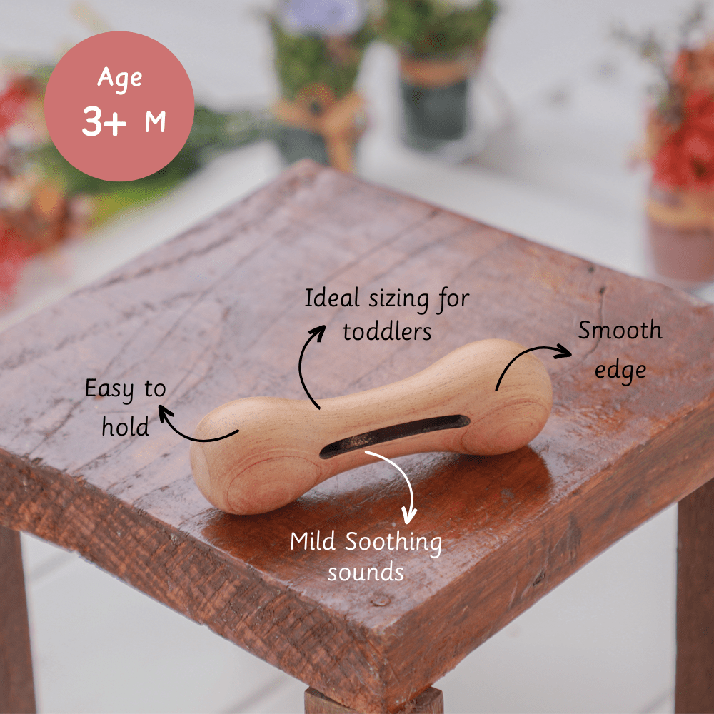 Ariro Toys Wooden rattle - Dumbbell with bell - ARR002
