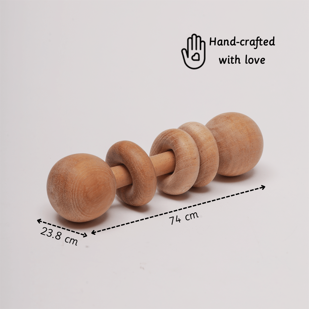 Ariro Toys Wooden rattle - Dumbbell with rings - ARR001