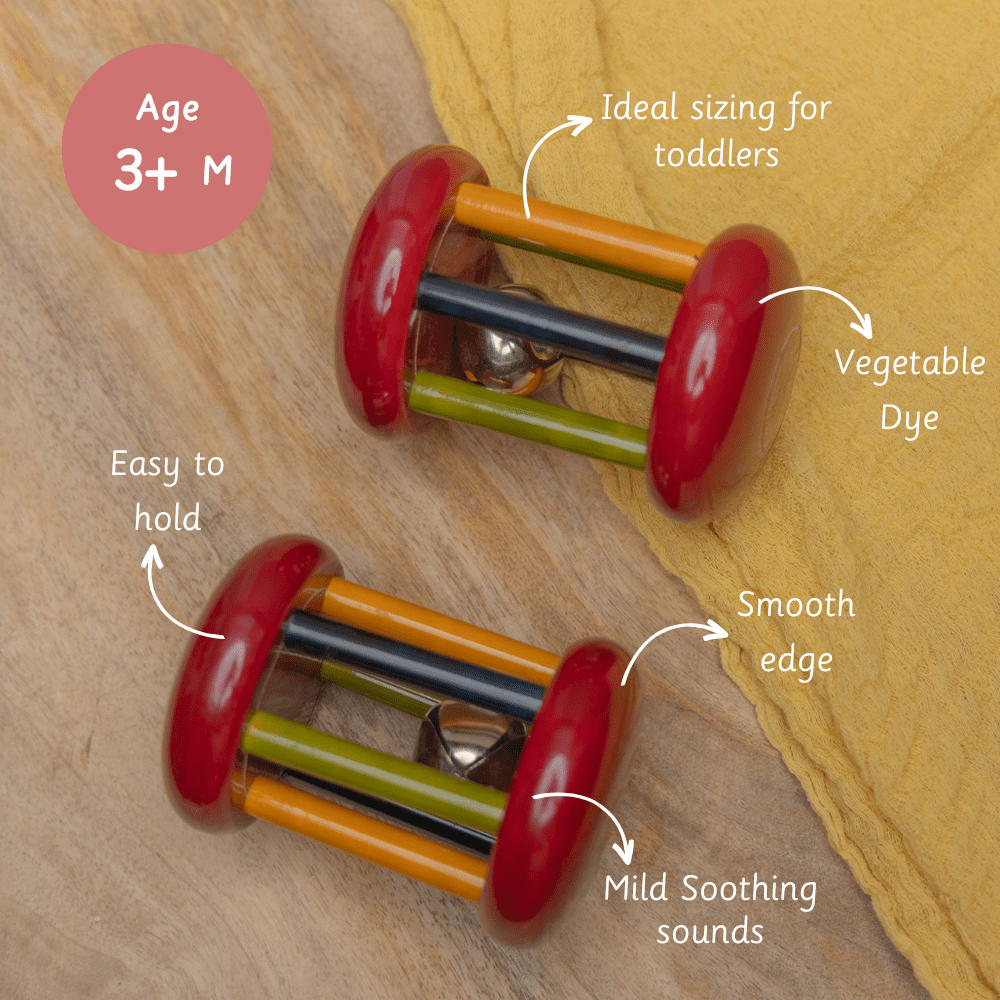 Ariro Toys Wooden rattle - Small tumbler Red - ARR018