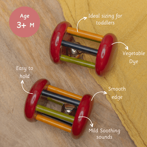 Ariro Toys Wooden rattle - Small tumbler Red - ARR018